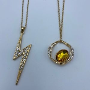 Gold tone and cubic zirconia necklaces